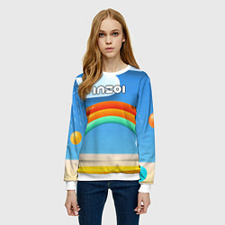 Свитшот женский Inzoi объемная радуга и облака, цвет: 3D-белый — фото 2