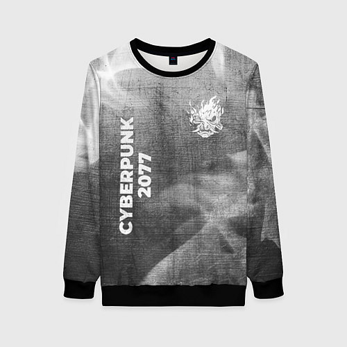 Женский свитшот Cyberpunk 2077 - grey gradient вертикально / 3D-Черный – фото 1