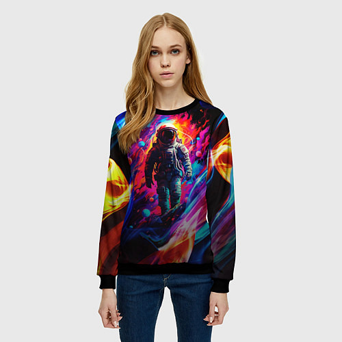 Женский свитшот Космос пламенный / 3D-Черный – фото 3
