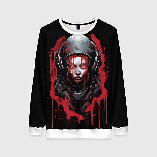 Женский свитшот Инопланетная девушка в красной краске / 3D-Белый – фото 1