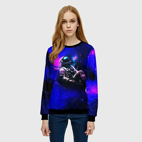 Женский свитшот Астронавт в пучине / 3D-Черный – фото 3