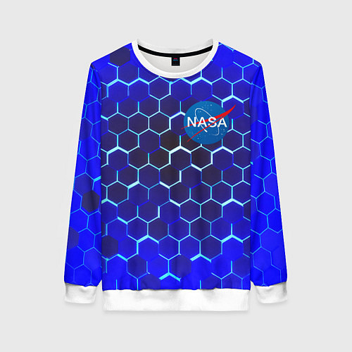 Женский свитшот Nasa голубая броня / 3D-Белый – фото 1