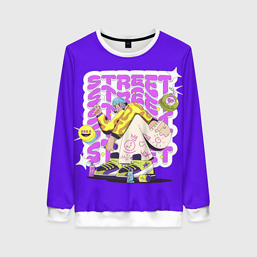 Женский свитшот Street Y2K girl violet / 3D-Белый – фото 1