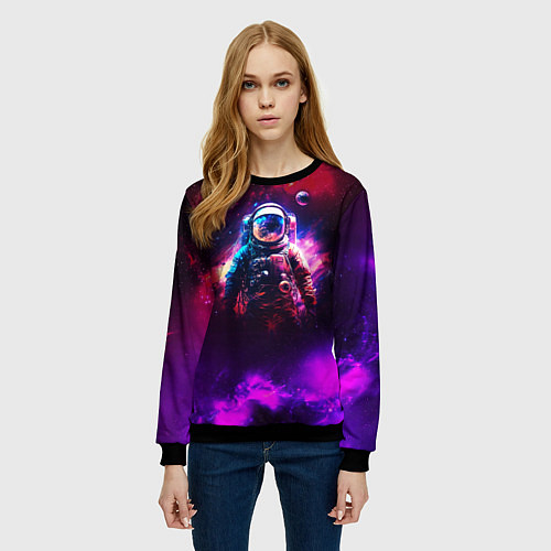 Женский свитшот Космонавт пламенный / 3D-Черный – фото 3