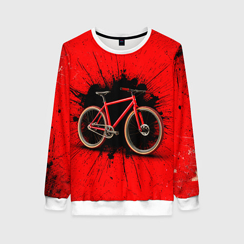 Женский свитшот Трековый велосипед на красном / 3D-Белый – фото 1