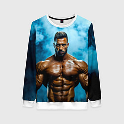 Женский свитшот Бодибилдер в синем дыму