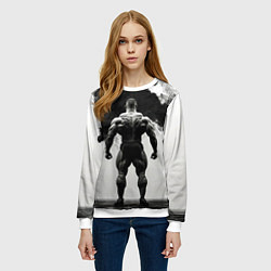 Свитшот женский Бодибилдер и черный дым, цвет: 3D-белый — фото 2