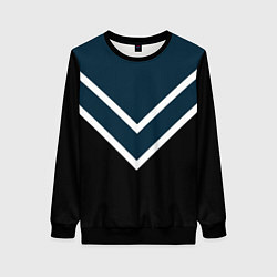 Свитшот женский Синий с чёрным и белые полосы, цвет: 3D-черный