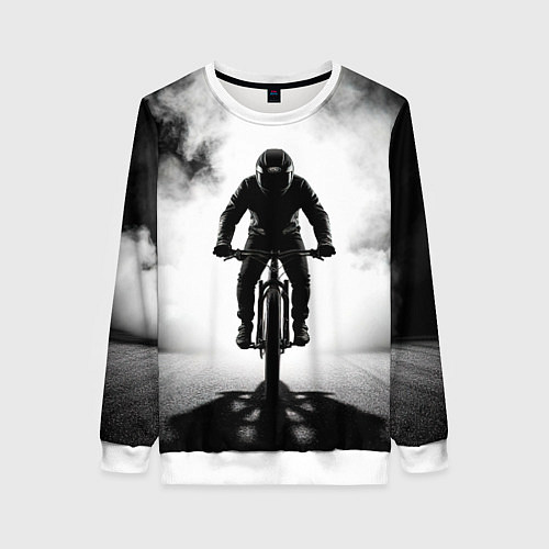 Женский свитшот Трековый велосипед в дыму / 3D-Белый – фото 1