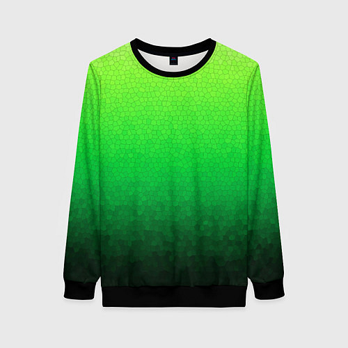 Женский свитшот Градиент мозаика зелёный в тёмный / 3D-Черный – фото 1