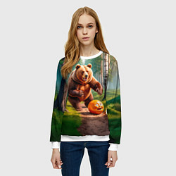 Свитшот женский Колобок и медведь, цвет: 3D-белый — фото 2
