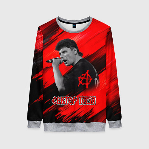 Женский свитшот Юрий Хой красно-черный фон / 3D-Меланж – фото 1