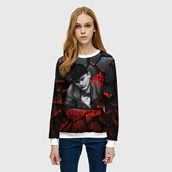 Свитшот женский Юрий Хой Сектор газа портрет на камнях, цвет: 3D-белый — фото 2