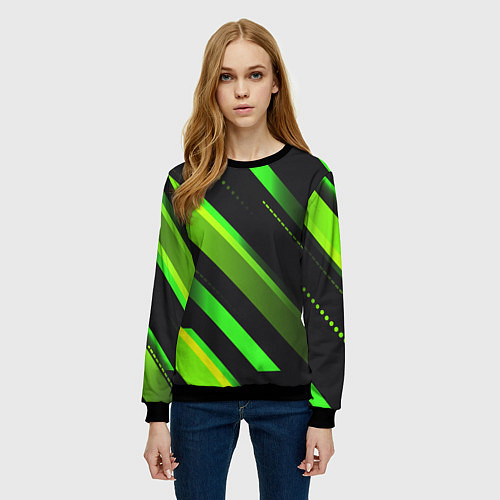 Женский свитшот Color black green / 3D-Черный – фото 3