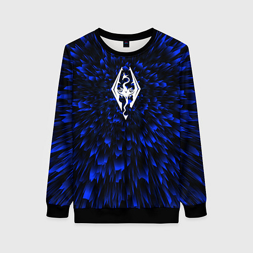 Женский свитшот Skyrim blue energy / 3D-Черный – фото 1