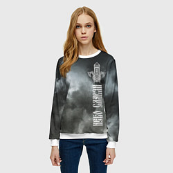 Свитшот женский Славянский Перун - небо славян, цвет: 3D-белый — фото 2