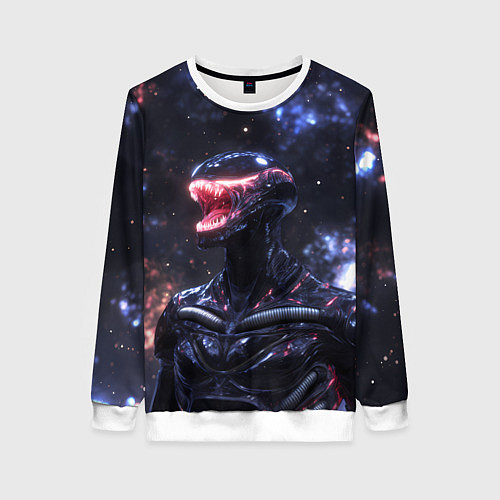 Женский свитшот Чужой на фоне вселенной / 3D-Белый – фото 1