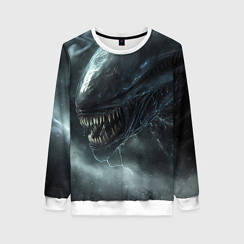 Женский свитшот Чужой с открытой пастью / 3D-Белый – фото 1