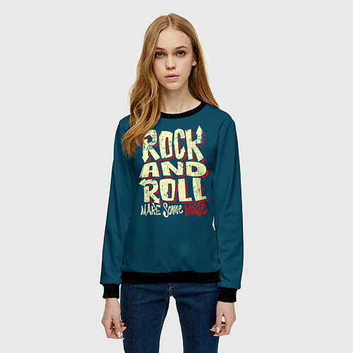 Женский свитшот Рок н ролл шум / 3D-Черный – фото 3