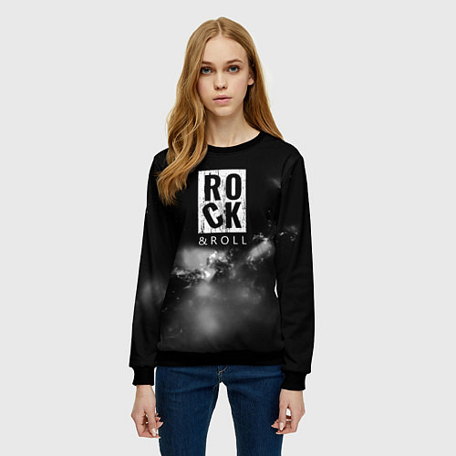Женский свитшот Рок н ролл дым / 3D-Черный – фото 3