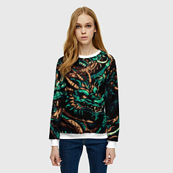 Свитшот женский Японские драконы ирезуми, цвет: 3D-белый — фото 2