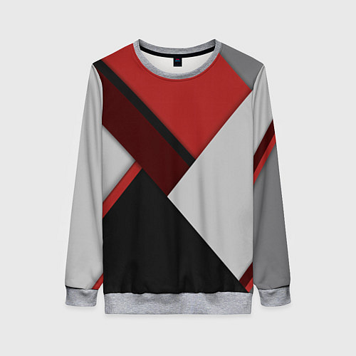 Женский свитшот Color black red grey / 3D-Меланж – фото 1