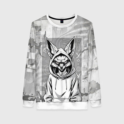 Женский свитшот Фенек в балахоне / 3D-Белый – фото 1
