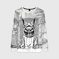 Свитшот женский Фенек в балахоне, цвет: 3D-белый