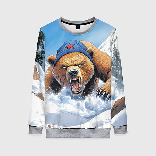 Женский свитшот Злой русский медведь / 3D-Меланж – фото 1