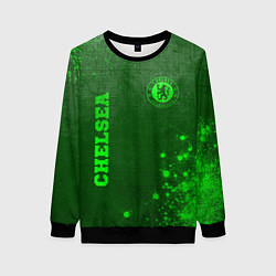 Свитшот женский Chelsea - green gradient вертикально, цвет: 3D-черный