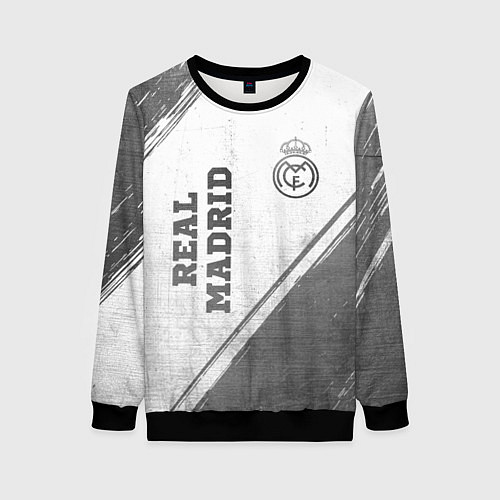Женский свитшот Real Madrid - white gradient вертикально / 3D-Черный – фото 1