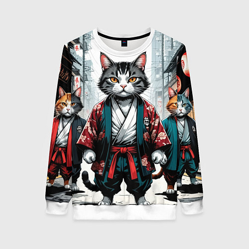 Женский свитшот Коты якудза / 3D-Белый – фото 1