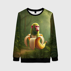 Свитшот женский Шимпанзини бананини ии мем, цвет: 3D-черный