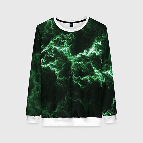 Женский свитшот Lightning green line / 3D-Белый – фото 1