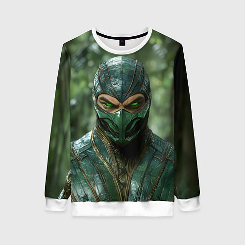 Женский свитшот Рептилия с зелеными глазами / 3D-Белый – фото 1