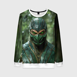 Свитшот женский Рептилия с зелеными глазами, цвет: 3D-белый
