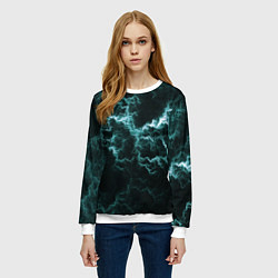 Свитшот женский Lightning light blue line, цвет: 3D-белый — фото 2