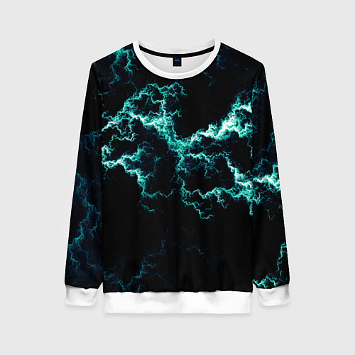 Женский свитшот Lightning light blue glow / 3D-Белый – фото 1