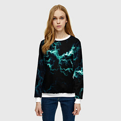 Свитшот женский Lightning light blue glow, цвет: 3D-белый — фото 2