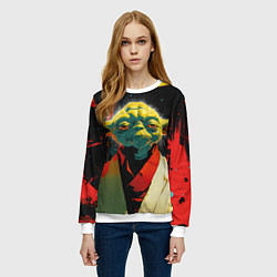 Свитшот женский Йода космический фон, цвет: 3D-белый — фото 2