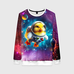 Женский свитшот Прикольный утёнок бравый космонавт - нейроарт