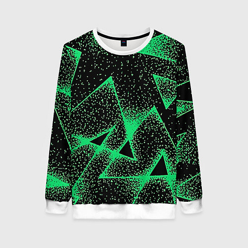Женский свитшот A light green triangle with dots / 3D-Белый – фото 1