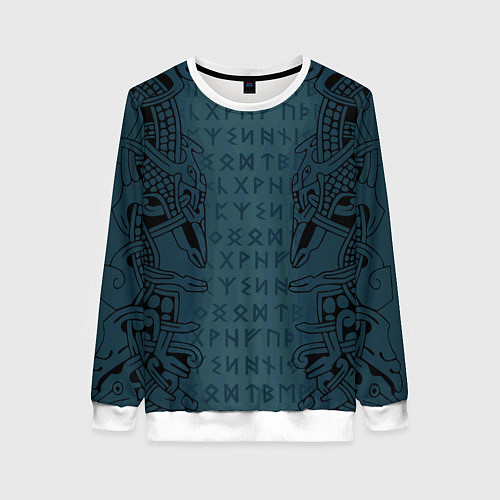 Женский свитшот Руны и скандинавская татуировка Одина / 3D-Белый – фото 1