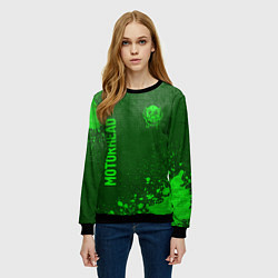Свитшот женский Motorhead - green gradient вертикально, цвет: 3D-черный — фото 2