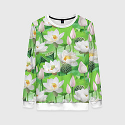 Свитшот женский Озеро лотосов, цвет: 3D-белый