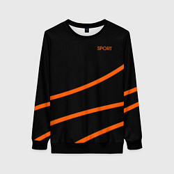 Женский свитшот Sport чёрный с оранжевыми полосами