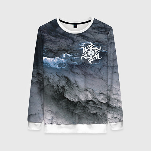 Женский свитшот Символика Белобога - оберег / 3D-Белый – фото 1