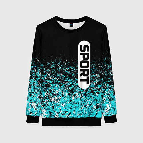 Женский свитшот Sport чёрно-голубой пятнистый / 3D-Черный – фото 1