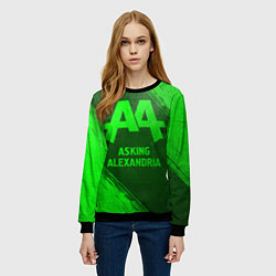 Свитшот женский Asking Alexandria - green gradient, цвет: 3D-черный — фото 2
