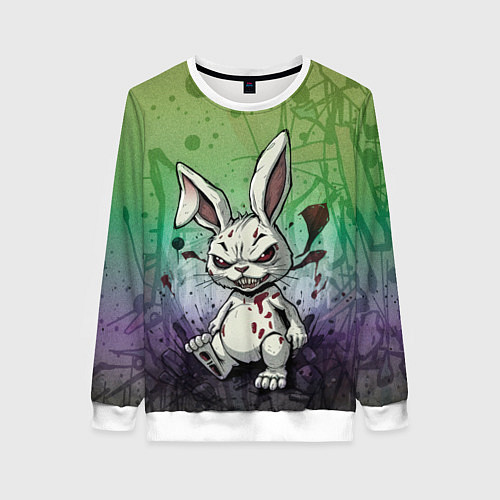 Женский свитшот Безумный кролик хулиган / 3D-Белый – фото 1
